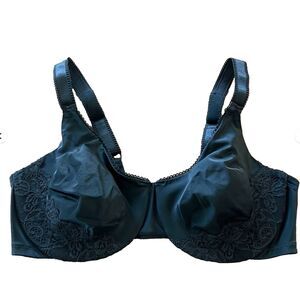 Olga Full Coverage Underwire Bra 40D Black Lace Comfort Support Classic Soft